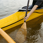 rowing a kayak